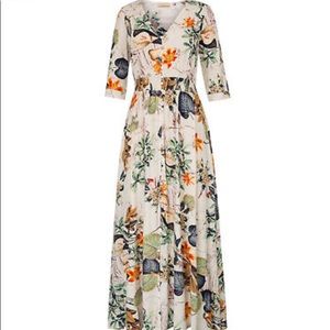 Beige Floral Print Boho Maxi Dress XL